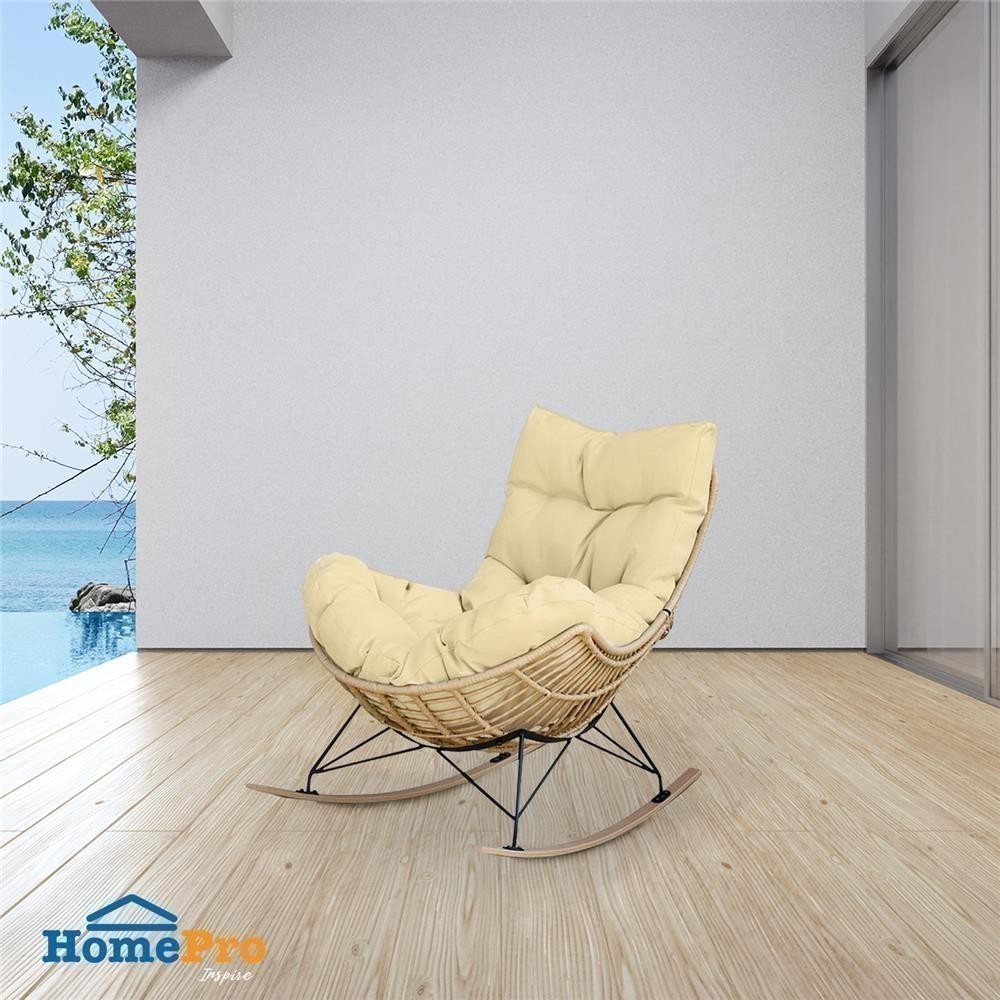 [จัดส่งพร้อมประกอบ] HomePro เก้าอี้พักผ่อน  ROCKING SERENE สีครีม แบรนด์ SPRING