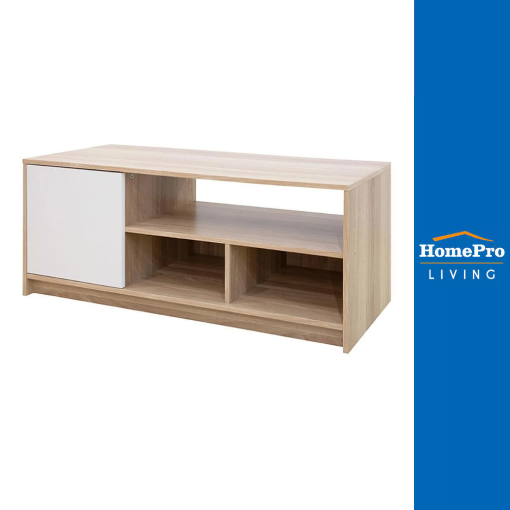 HomePro ตู้วางทีวี  SETH 120 ซม. สีไวท์โอ๊ค/ขาว แบรนด์ FURDINI ชั้นวางของ  ที่เก็บของ