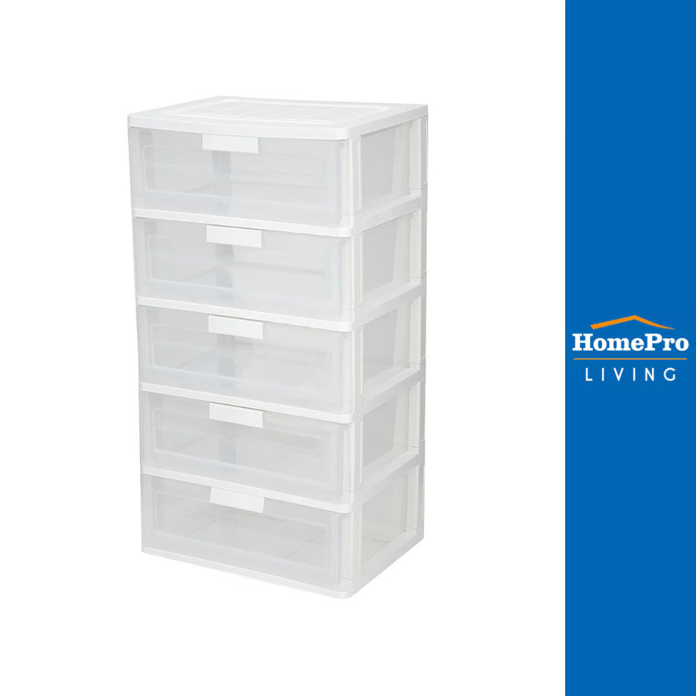 HomePro ตู้ลิ้นชัก 5 ชั้น STACKO MAX(L) 58.5x41x109 ซม. สีใส แบรนด์ STACKO