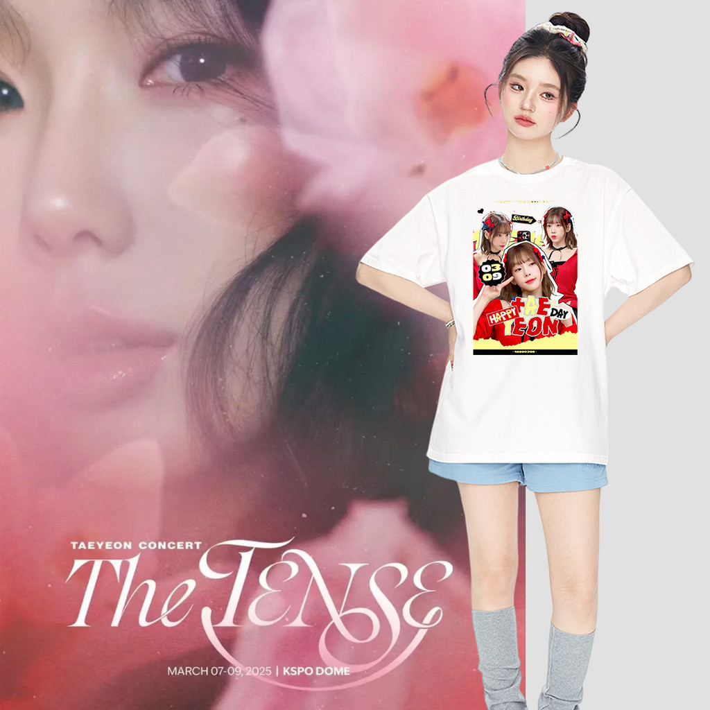 KPOP เสื้อยืด Taeyeon “The TENSE” ลายพิมพ์สไตล์สตรีท ผ้าคอตตอนแท้ 100% ใส่ได้ทั้งชายหญิง S-5XL