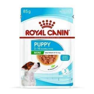 [12 ซอง] Royal Canin Mini Puppy Pouch Gravy อาหารเปียกลูกสุนัขพันธุ์เล็ก อายุ2-10เดือน (เกรวี่,Wet Dog Food,โรยัล คานิน)
