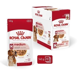 [10 ซอง] Royal Canin Medium Adult Pouch Gravy อาหารเปียกสุนัขโต พันธุ์กลาง อายุ 1 - 7 ปี (Dog Food, โรยัล คานิน)