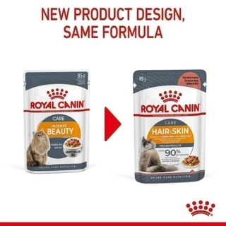 (New)Intense Beauty Pouch Gravy [12ซอง] อาหารเปียกแมวโตดูแลผิวหนังและเส้นขน อายุ12เดือนขึ้นไป(Wet Cat Food, โรยัล คานิน)