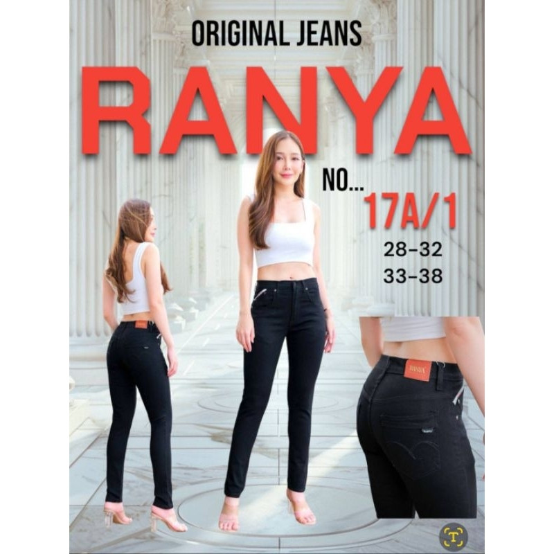 RANYA17A/1สีดำ กางเกงยีนส์แฟชั่นผู้หญิง สกินนี่  แบบเรียบ ผ้ายืดเนื้อผ้านิ่มใส่สบาย ไซส์28-46
