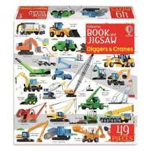 Usborne Book and Jigsaw Diggers and Cranes (Usborne Book and Jigsaw) [Paperback]