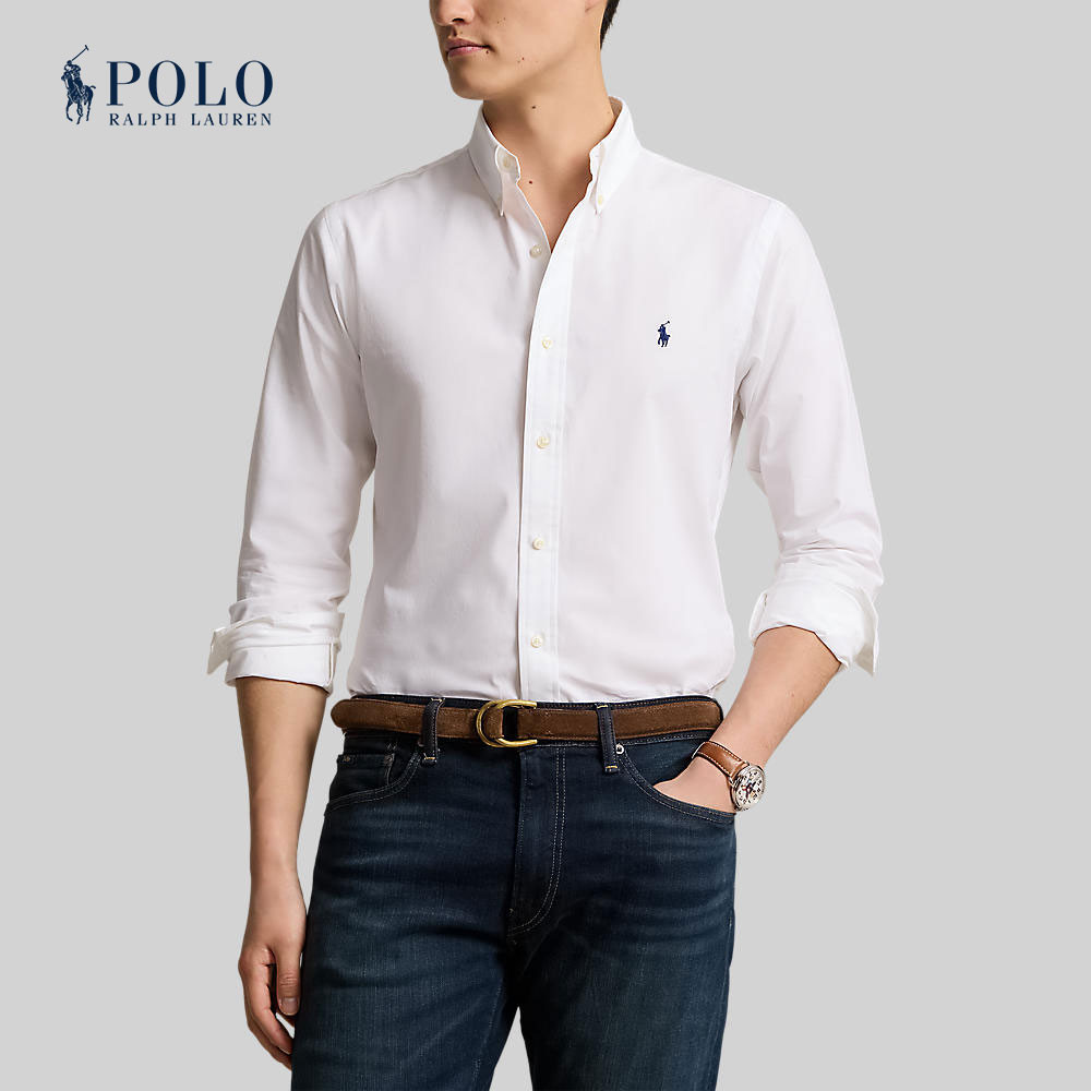 Polo Ralph Lauren เสื้อเชิ้ตผู้ชาย Custom Fit Stretch Poplin Shirt รุ่น MNPOWOV16823414 สีขาว