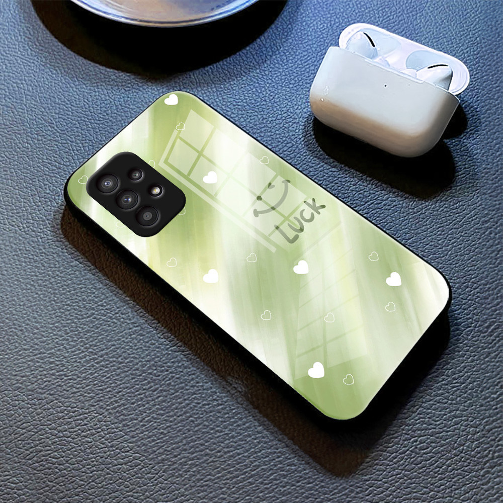 ใบหน้ายิ้ม เคส กระจก Samsung a73 a71 a7 2018 a53 a52s a51 a50s a50 a42 a33 a32 a31 a30s a23 a22 a21s a20s a20 h3f2061