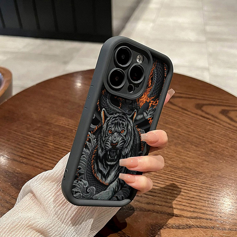 เคสสำหรับ VIVO Y95 Y93 Y93s Y91 Y91i เคสโทรศัพท์ซิลิโคนฝาครอบป้องกันลายมังกรและเสือ - รูปที่ 2