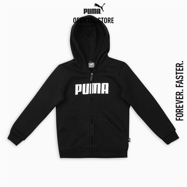 PUMA KIDS - เสื้อฮู้ดเด็กเล็ก Essentials Full-Zip Kid สีดำ - 84762101
