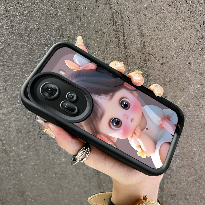 เคสสำหรับ OPPO Reno 11 5G เคสป้องกันโทรศัพท์ตกใหม่ซิลิโคนลายสาวน่ารัก