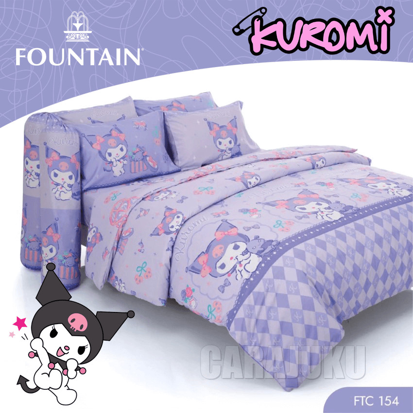 FOUNTAIN ชุดผ้าปูที่นอน คุโรมิ Kuromi FTC154 สีม่วง ลิขสิทธิ์แท้ #ฟาวน์เท่น ซานริโอ Sanrio