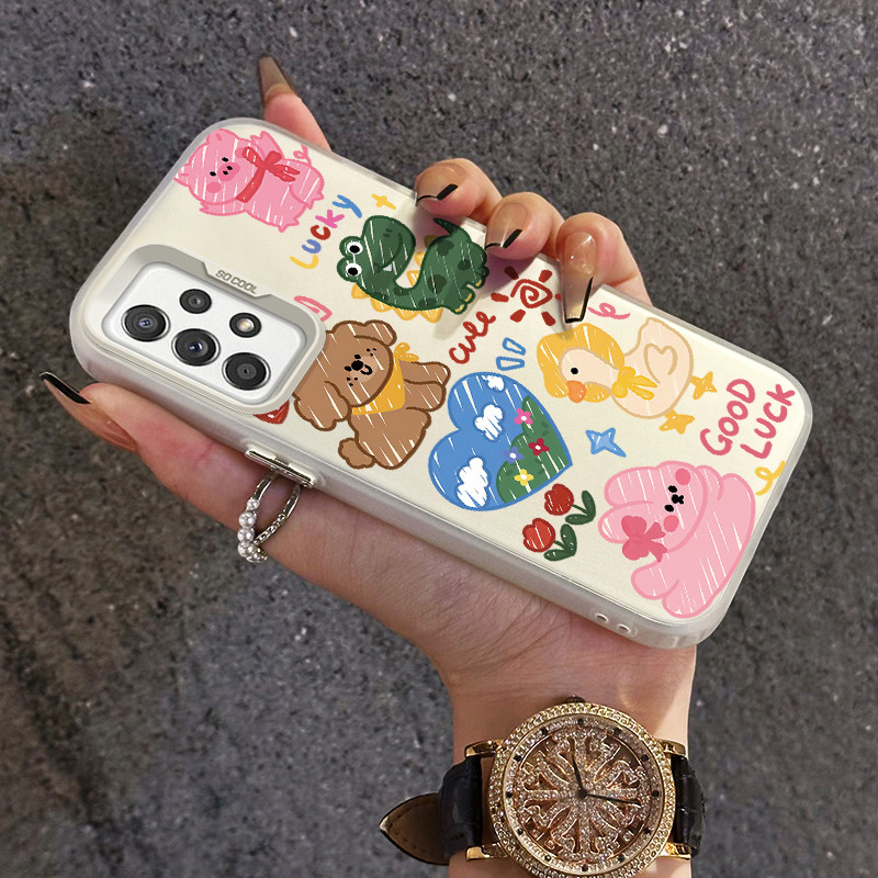 เคสสำหรับ Samsung A52 4G A52 5G A52s 5G A51 M40S A50 A50S A53 5G A54 5G เคสดีไซน์สัตว์น่ารักฝ้าโปร่งใสเคสโทรศัพท์