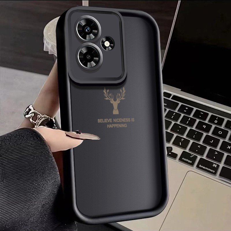 เคสสำหรับ Infinix Hot 30 Play Hot 30i Hot 30 Play NFC เคสมือถือกันกระแทกหัวกวางกรอบซิลิโคนนิ่มกันรอยนิ้วมือ