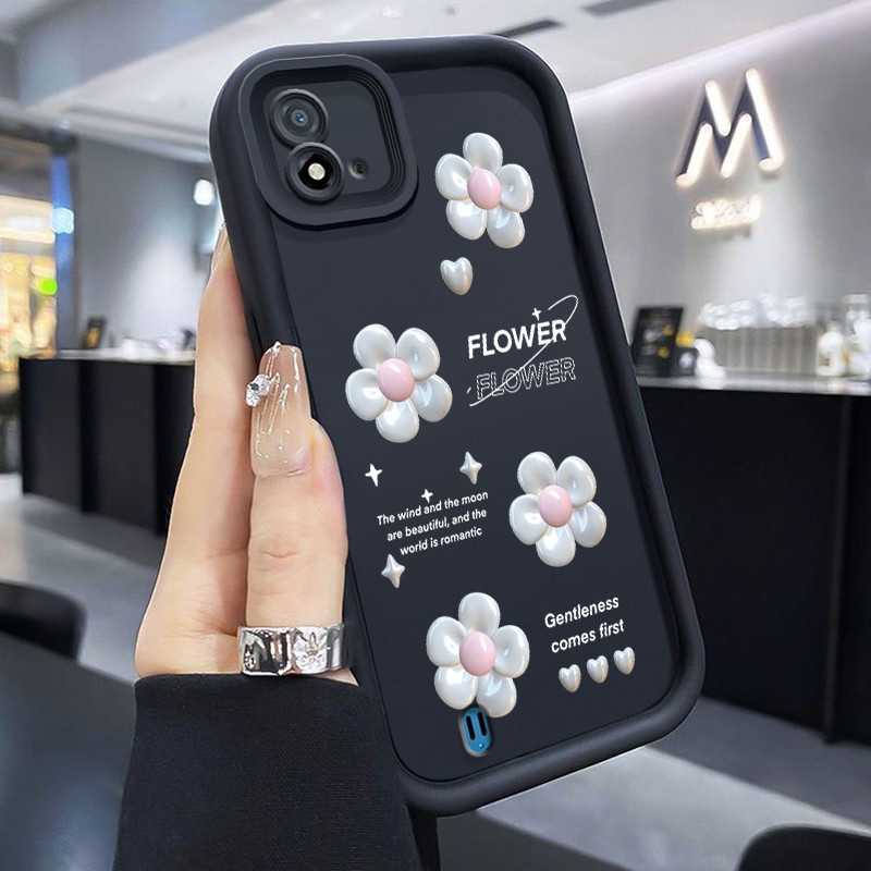 เคสสำหรับ Realme C20 C20A C11 2021 Narzo 50I เคสนิ่มซิลิโคนเคสโทรศัพท์ภาพดอกไม้เงินกันกระแทก