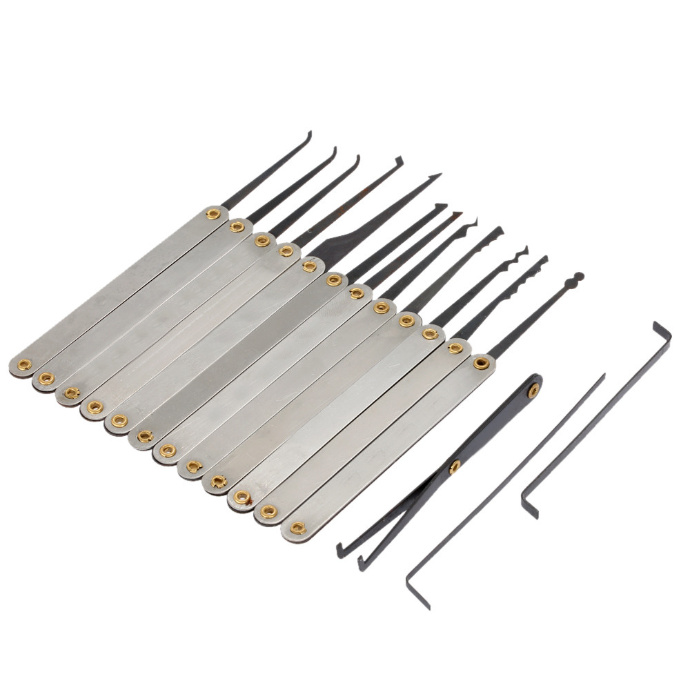 ล็อคเปิด 15 ชิ้นสแตนเลสล็อคเลือกชุดเครื่องมือช่างกุญแจพร้อมประแจหัก Key Extractor TOP