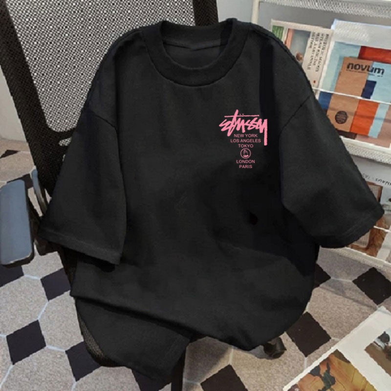 Top.street เสื้อยืด แฟชั่น letter พิมพ์ลาย ใส่สบาย ทรงหลวม oversize เสื้อผู้ชาย คอกลม สไตล์เกาหลี เสื้อระบาย