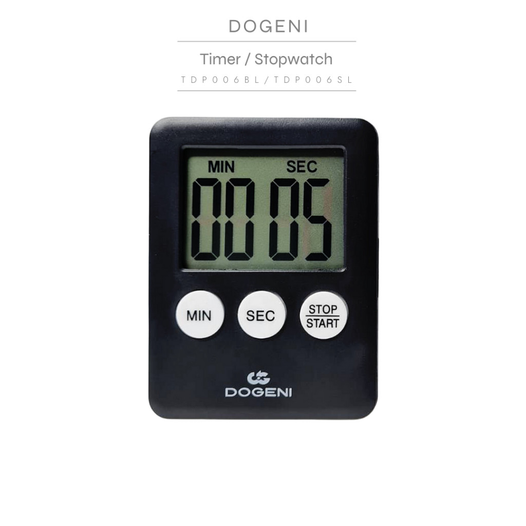 DOGENI Timer/Stopwatch (TDP006BL/TDP006SL) ตั้งเวลาเตือน นับถอยหลัง จับเวลา มีแม่เหล็กด้านหลัง