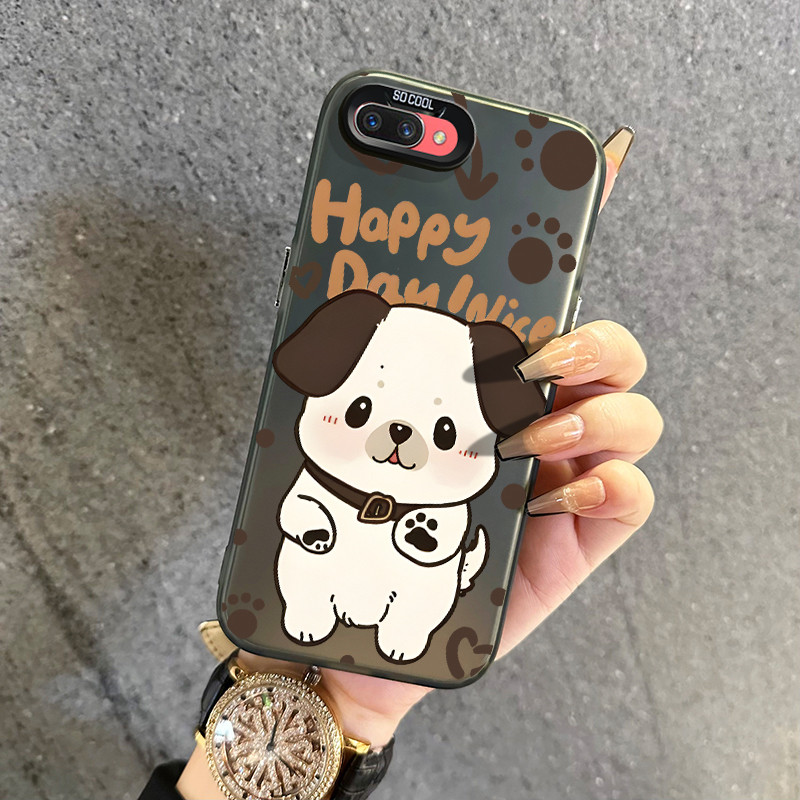 เคสสำหรับ OPPO A5 A3s A12e A7 A5s A12 A12s A11k Realme C1 เคสคู่เคสโทรศัพท์สุนัขสัตว์เลี้ยงเปลือกแข็งบางเฉียบ