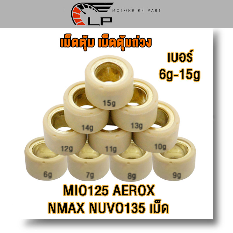 เม็ดตุ้มถ่วง เเต่ง 6g-15g MIO125 ,AEROX ,NMAX ,NUVO135 ,FINO125-I ,Elegance เม็ดตุ้มถ่วงน้ำหนัก มีโอ125 ราคาต่อเม็ด น้ำห