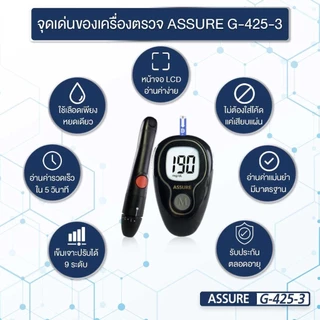Assure แอสชัวร์ เครื่องตรวจน้ำตาลครบชุด รับประกันตลอดการใช้งาน