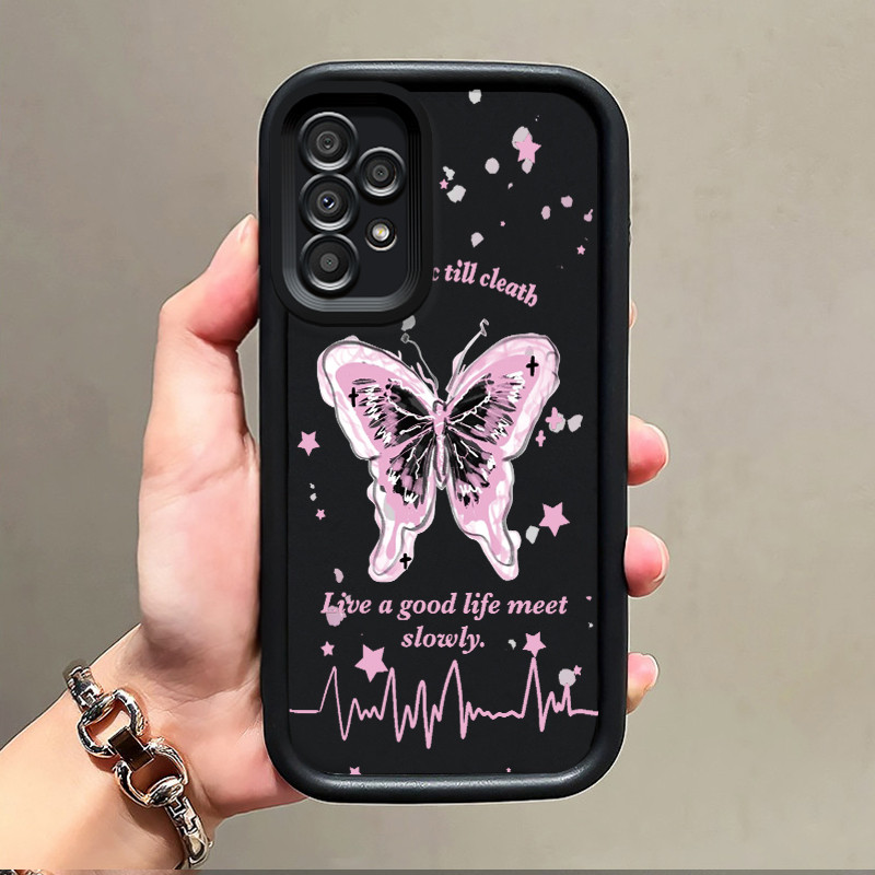 เคสสำหรับ Samsung Galaxy A33 5G A34 5G A53 5G A54 5G A23 A32 เคสโทรศัพท์ผีเสื้อสวยงามพร้อมกรอบเนื้อนิ่มซิลิโคนกันกระแทก
