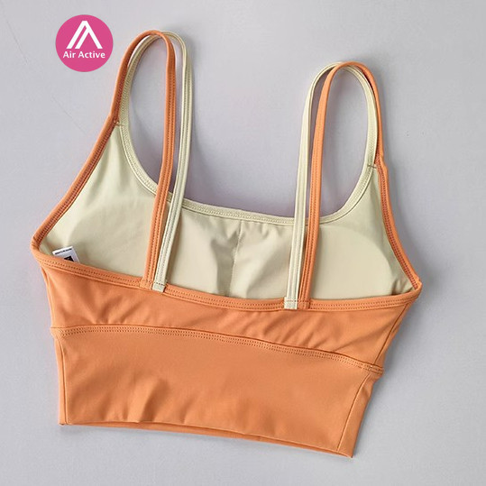 Yoga Sports Bra Double Slings Contrast Color