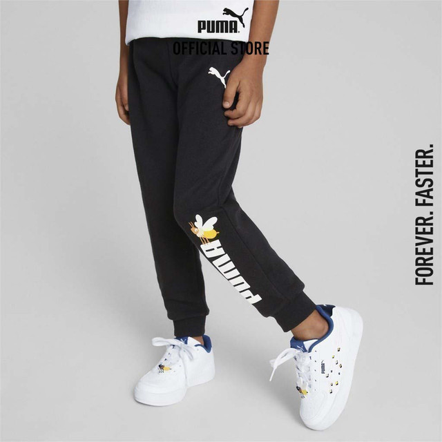 PUMA KIDS - กางเกงวอร์มขาจั๊มเด็ก Small World สีดำ - 67013201