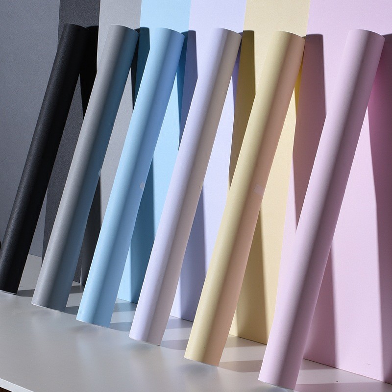 วอลล์เปเปอร์ ที่มีสีสำหรับห้องนอนห้องนั่งเล่นวอลล์เปเปอร์ สติกเกอร์วอลเปเปอร์ Pvc มีกาวในตัว ผ้าลินิน ยาว 10 ม. สําหรับต