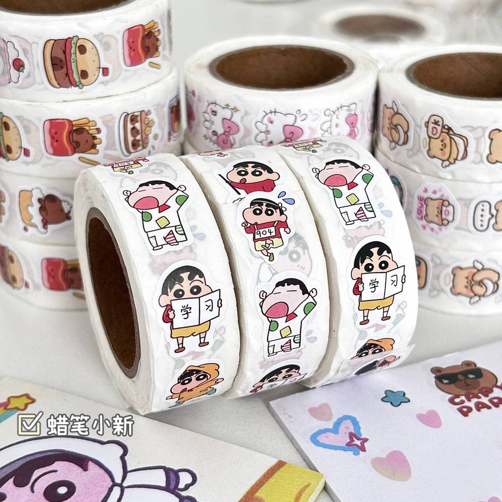 พร้อมจัดส่ง สติกเกอร์ซีล ลายการ์ตูนน่ารัก DIY สําหรับติดตกแต่งสมุดทํามือ ของขวัญ 500 ชิ้น ต่อม้วน Q7UH