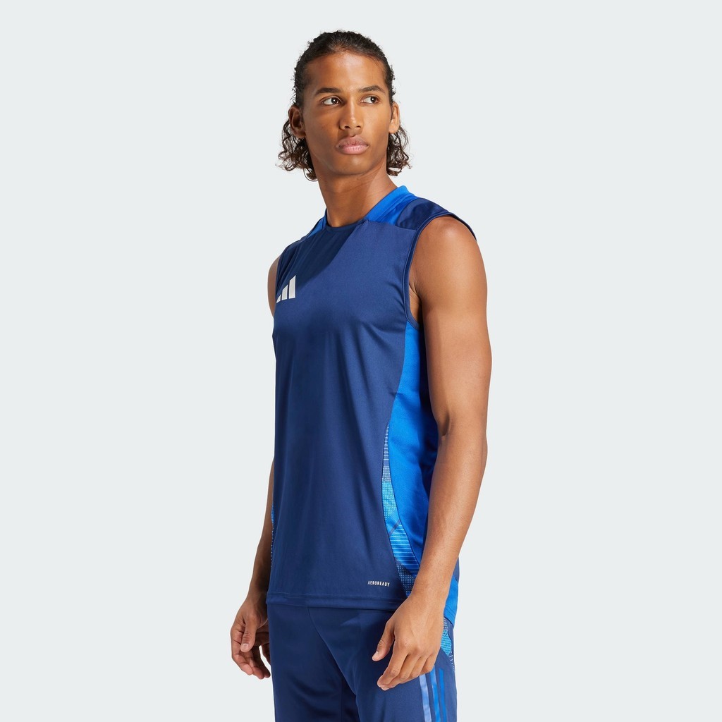 adidas ฟุตบอล เสื้อซ้อมแขนกุด Tiro 24 Competition ผู้ชาย สีน้ำเงิน IR5476