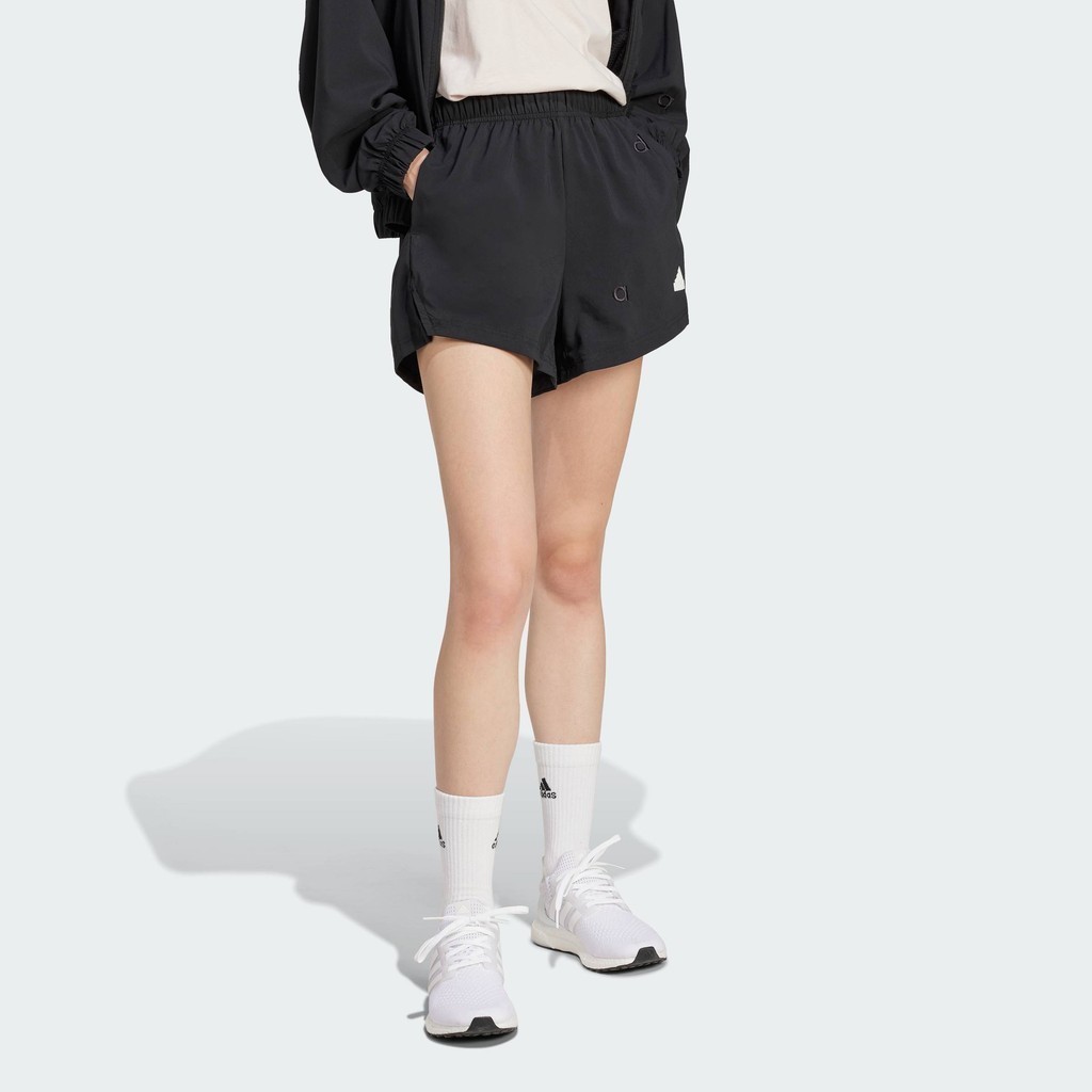 adidas Lifestyle adidas Embroidery Woven Loose Shorts Women Black IS4315