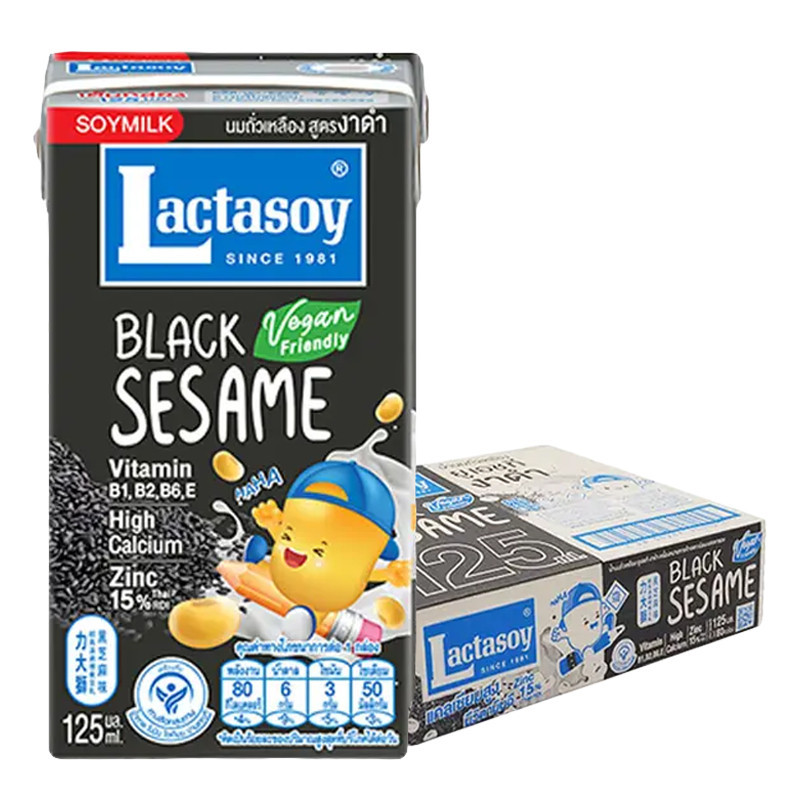 แลคตาซอย นมถั่วเหลือง ยูเอชที สูตรผสมงาดำ 125 มล. x 60 LACTASOY Soy Milk Uht Black Sesame 125 ml x 60
