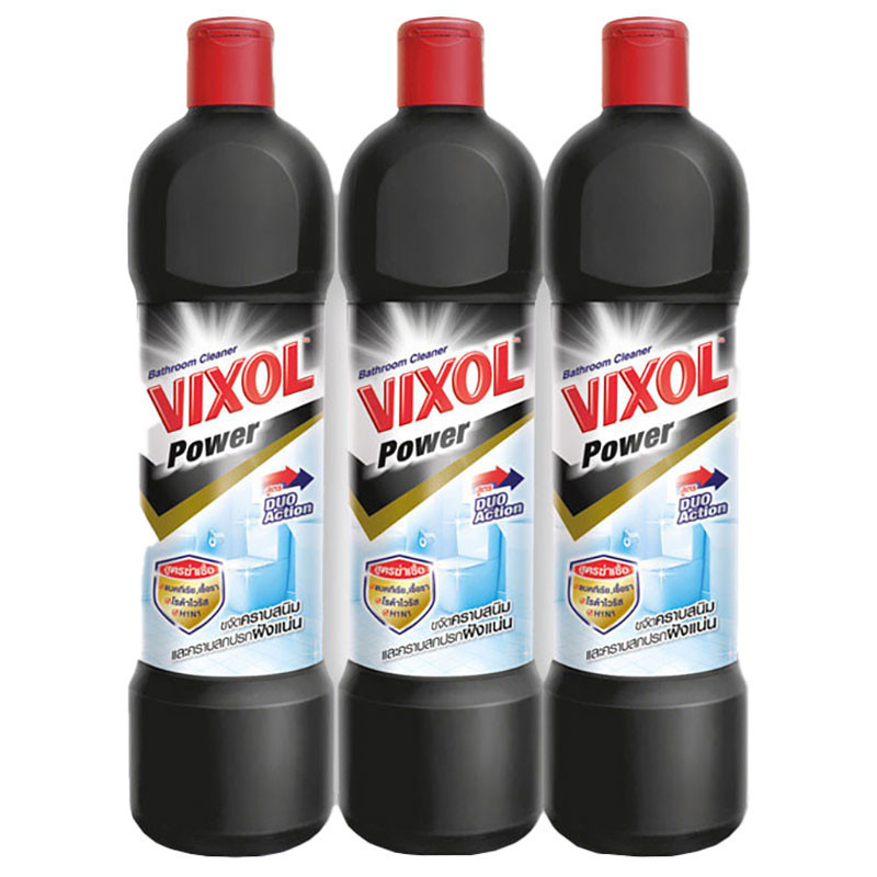 วิกซอล น้ำยาล้างห้องน้ำ พาวเวอร์ สีดำ 900 มล. x 3 VIXOL Toilet Cleaner Black 900 ml x 3