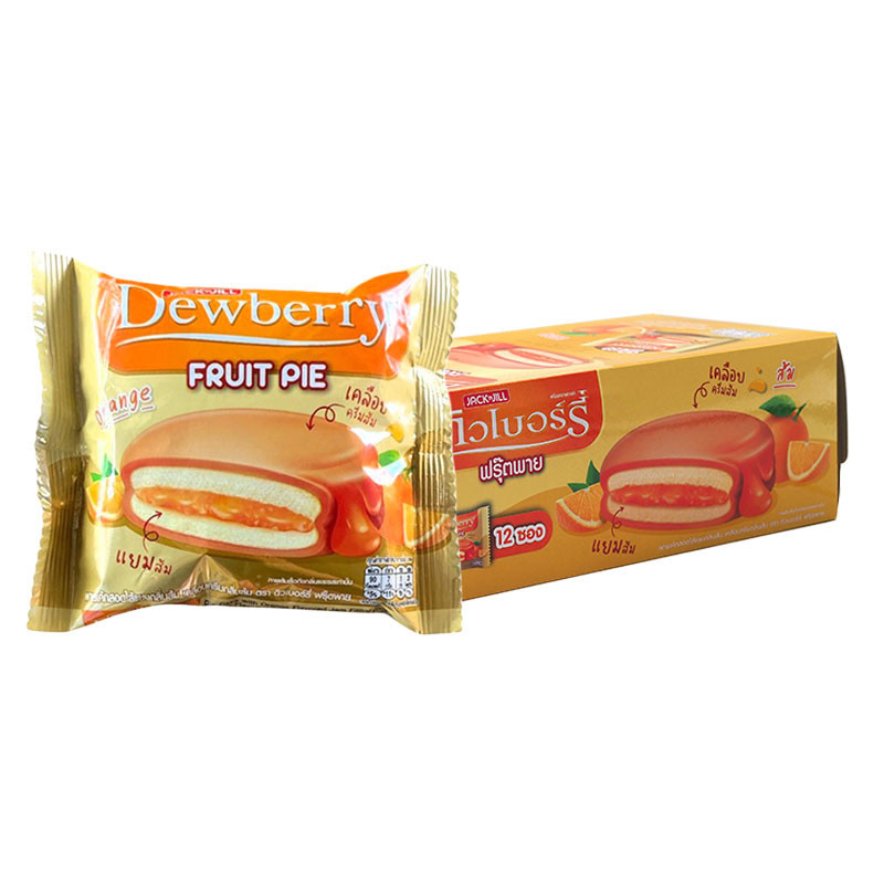 ดิวเบอร์รี่ เค้กพายเคลือบครีมส้ม 18.5 ก. 12 ชิ้น DEWBERRY Fruit Pie Coating Orange 18.5 g 12 pcs