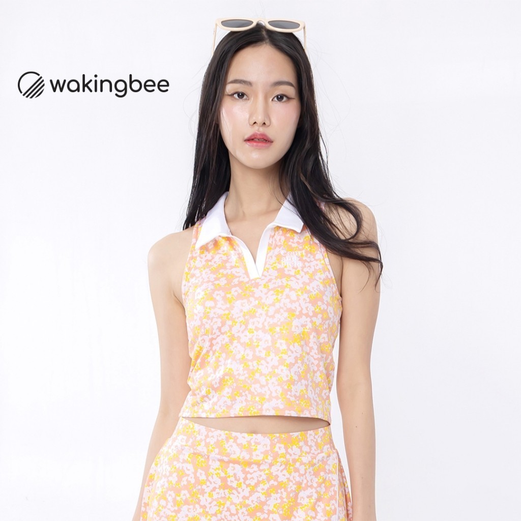 Wakingbee Matchpoint Bra (Floret) สปอร์ตบรา ทรงครอป มีปก สำหรับกอล์ฟ เทนนิส ฟิตเนส ผ้ากันยูวี กระชับ มีฟองน้ำ