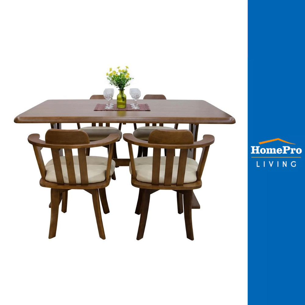 [จัดส่งพร้อมประกอบ] HomePro ชุดโต๊ะอาหาร 4 ที่นั่ง MAYKALA สีน้ำตาลเข้ม แบรนด์ FURDINI โต๊ะครัว