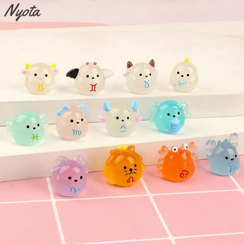 ✨COD✨nyoater.th เครื่องประดับเรซินเรืองแสงสิบสองราศี Micro ภูมิทัศน์เครื่องประดับเด็กอินเทรนด์ DIY อุปกรณ์เสริม