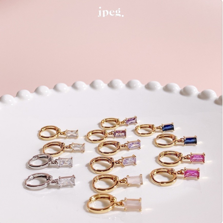JPEG - Cubic Gem Hoop Earring