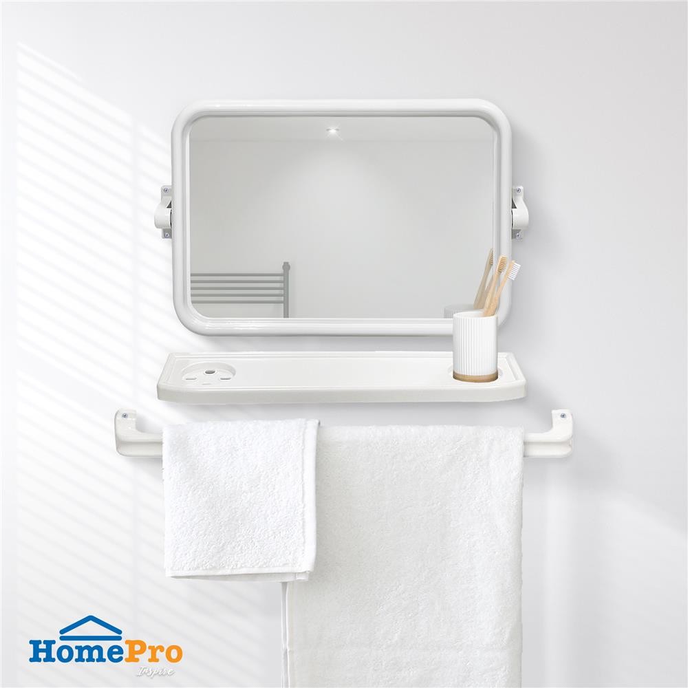 BATH TIME กระจกพลาสติก 3 ชิ้น 14917 เหลี่ยม สีขาว จัดส่งโดย HomePro
