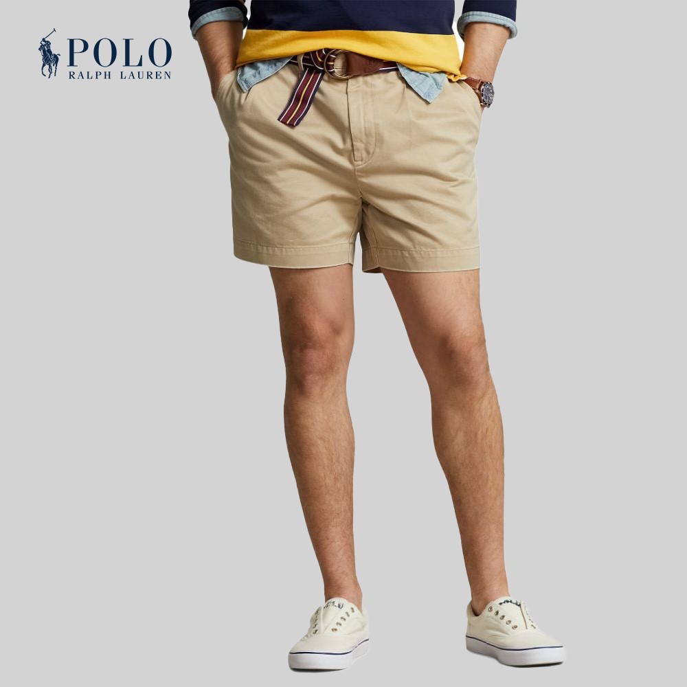 Polo Ralph Lauren กางเกงขาสั้นผู้ชาย 5-Inch Cormac Relaxed Fit Pleated Short รุ่น MNPOSHO14H20011 สีน้ำตาล