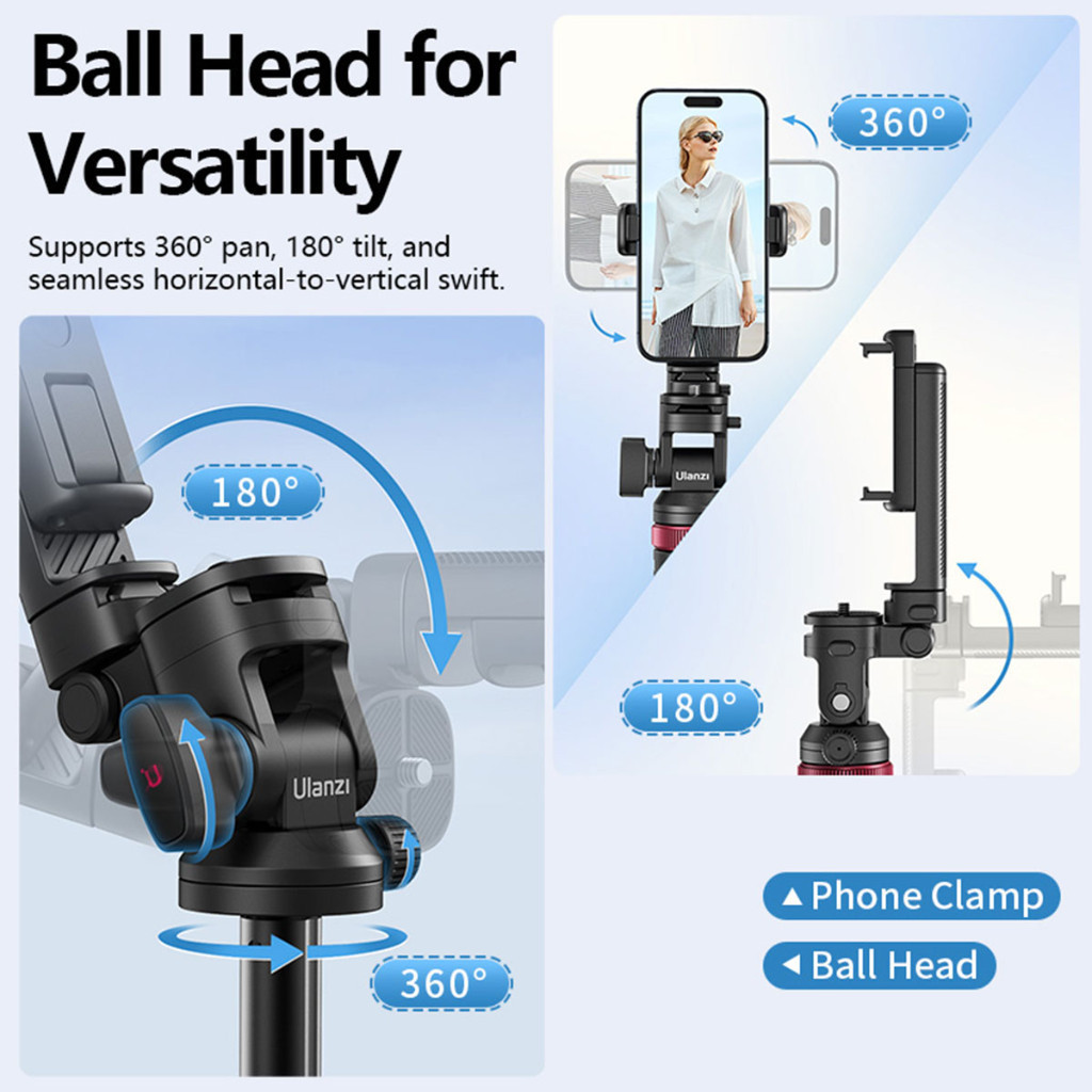 Ulanzi MT78 Monopod Selfie Stick Tripod ไม้เซลฟี่ ขาตั้งกล้อง Dual Cold Shoe รีโมท รับน้ำหนักได้5กก.