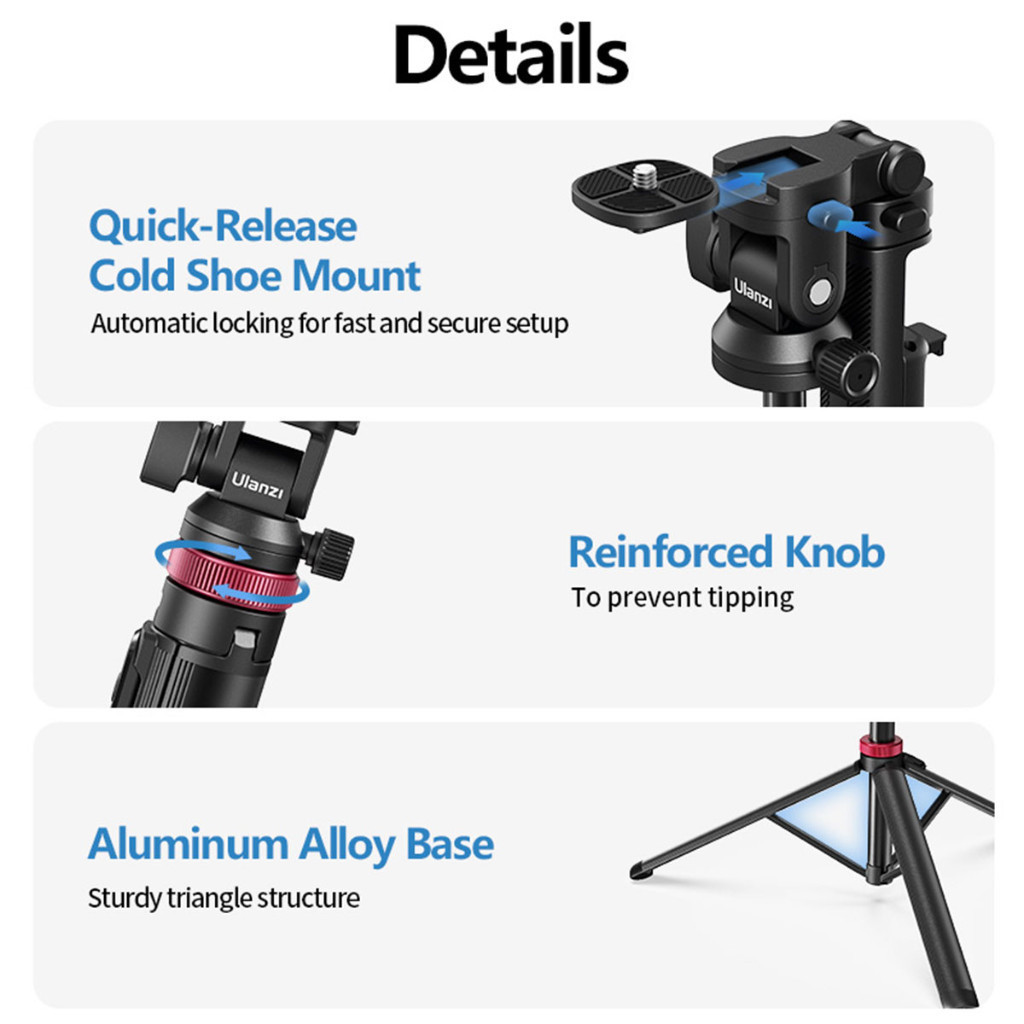 Ulanzi MT78 Monopod Selfie Stick Tripod ไม้เซลฟี่ ขาตั้งกล้อง Dual Cold Shoe รีโมท รับน้ำหนักได้5กก.