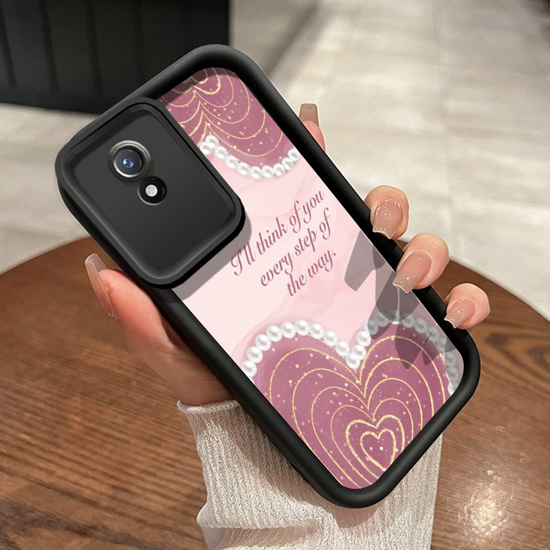 เคสสำหรับ VIVO Y02 VIVO Y02A VIVO Y02T Y02s เคสป้องกันโทรศัพท์ตกลายผู้หญิงสีชมพู