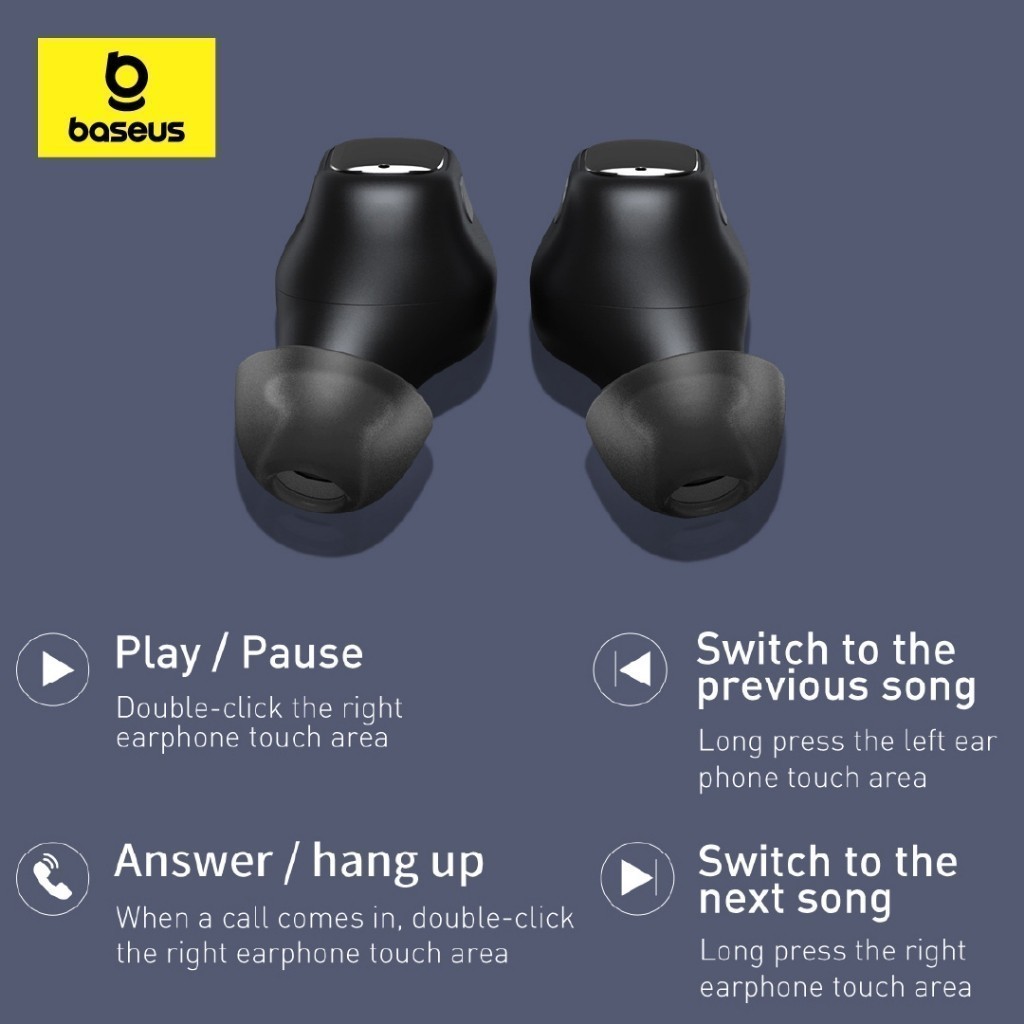 Baseus หูฟังบลูทูธไร้สาย รุ่น Bowie WM01/WM02 True Wireless Earphones