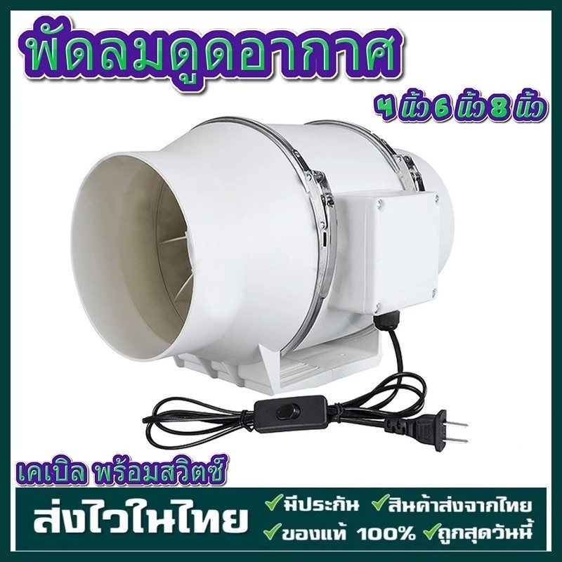 พัดลมห้องครัว เสียงเงียบ พัดลมดูดควันน้ำมัน พัดลมระบายอากศ เคเบิล 2m พร้อมสวิตซ์ 4นิ้ว6นิ้ว พัดลมดูดอากาศ2600 หมุนต่อนาท