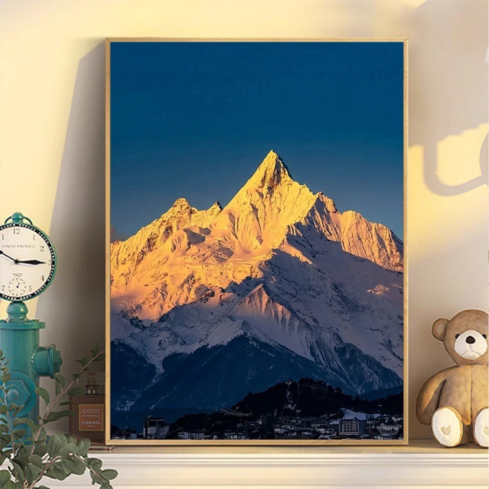 ชุดระบายสีตามตัวเลข ACANDY, Sunlit Golden Mountain, 40x50cm พร้อมกรอบ, ภาพวาดดิจิตอล DIY, สีตามหมายเลข Scenic Art, ภาพวาดระบายสีวาดด้วยมือ, ตกแต่งบ้านผ่อนคลาย