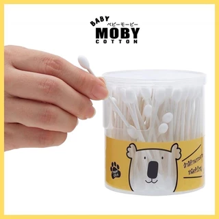 Moby โมบี้ คอตตอนบัดหัวเล็ก สำหรับเด็ก สำลีก้านกระดาษ Baby Moby Cotton Buds แบบกระปุกและแบบรีฟิล