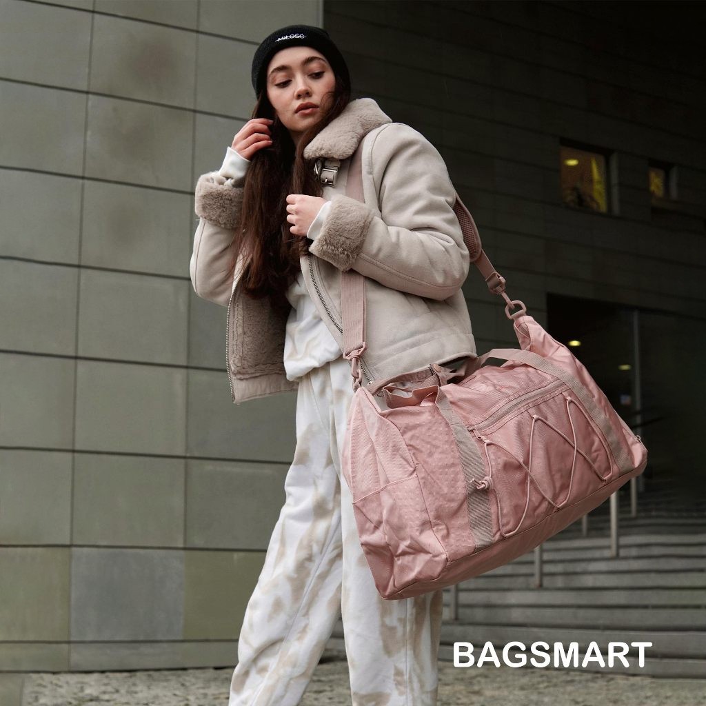 BAGSMART กระเป๋าเดินทาง ความจุขนาดใหญ่ กันน้ำ กระเป๋ายิม แยกเปียกและแห้ง กระเป๋าสะพายเดี่ยว