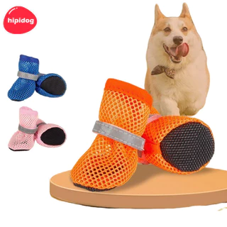【Hipidog】4 ชิ ้ นรองเท ้ าสุนัขฤดูร ้ อนรองเท ้ ากันลื ่ นระบายอากาศ Cat Suppile S/M/L/XL