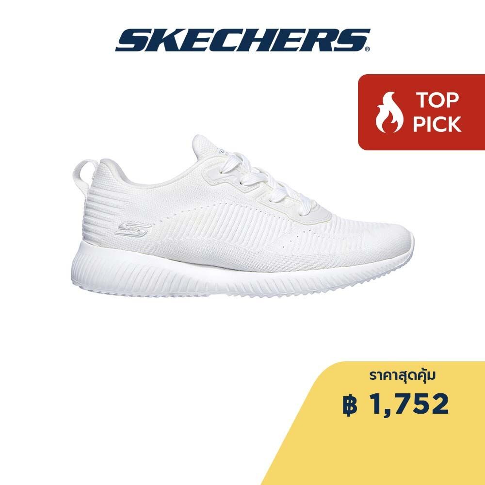 Skechers สเก็ตเชอร์ส รองเท้าผู้หญิง Women BOBS Squad Tough Talk Shoes - 32504-WHT Memory Foam Wide Fit, Machine Washable